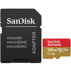 Card memorie SanDisk micro SDXC Extreme 128GB USH-I U3 Class 10 100MB/s + Adaptor SD