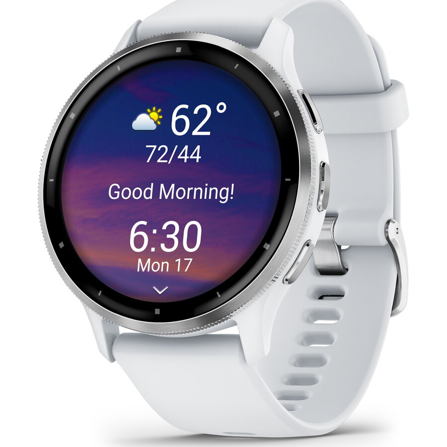 Ceas Smartwatch Garmin Venu 3, Gps, Wi-fi, Curea Silicon, 45mm, Silver/whitestone