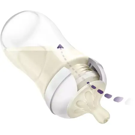 Biberon Philips Avent Natural Response SCY903/21, 260 ml, tetina care functioneaza ca sanul mamei, cu debit 3, tetina fara scurgeri, +1 luni, fara BPA, usor de curatat