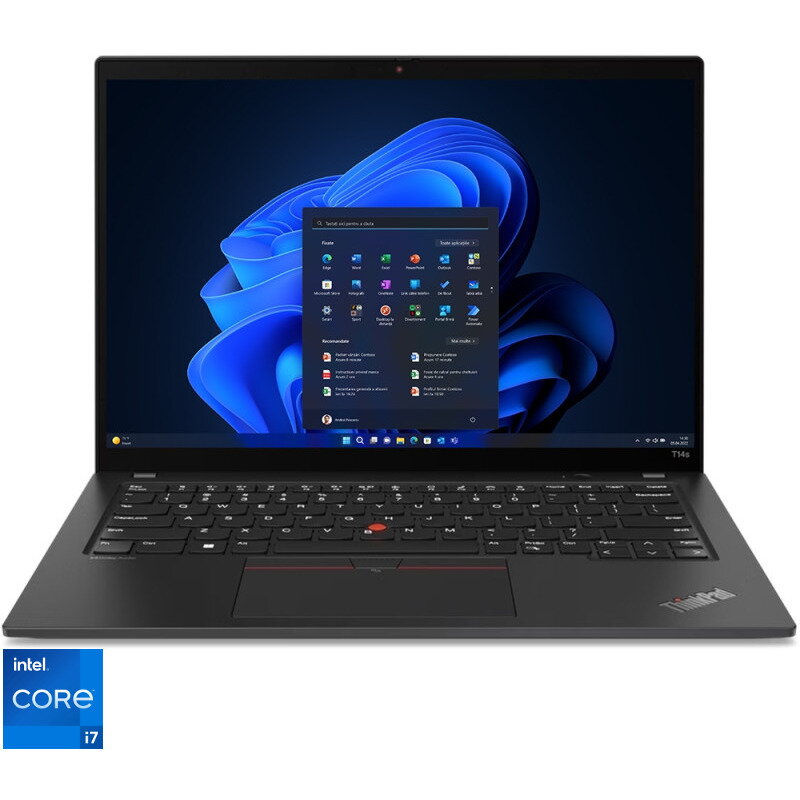 Laptop Lenovo 14'' ThinkPad T14s Gen 4, WUXGA IPS, Procesor Intel® Core™ i7-1355U (12M Cache, up to 5.00 GHz), 32GB DDR5X, 1TB SSD, Intel Iris Xe, Win 11 Pro, Deep Black