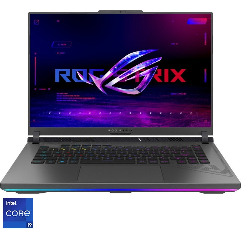 Laptop Gaming ASUS ROG Strix G16 G614JI cu procesor Intel® Core™ i9-13980HX pana la 5.60 GHz, 16, QHD+, IPS, 240Hz, 32GB DDR5, 1TB SSD, NVIDIA® GeForce RTX™ 4070 8GB GDDR6 TGP 140W, No OS, Eclipse Gray