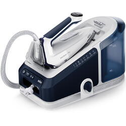 Statie de calcat Braun CareStyle 7 Pro IS7282BL, 8 bar, abur variabil 180g/min, jet de abur 600g/min, rezervor 2L, tehnologie iCare, tehnologie FreeGlide 3D, talpa EloxalPlus, Alb-Albastru