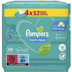 Servetele umede Pampers Fresh Clean, 4 pachete x 52, 208 buc