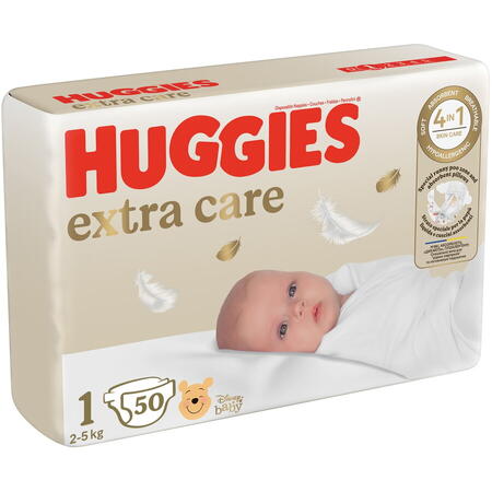 Scutece Huggies Extra Care 1 Jumbo, 2-5 kg, 50 buc