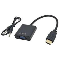 CABLU video SPACER, splitter HDMI (T) la VGA (M) + Jack 3.5mm (T), 15cm, rezolutie maxima Full HD (1920 x 1080) la 60Hz, converteste semnal digital HDMI in analog VGA + cablu audio 3.5 mm jack, negru