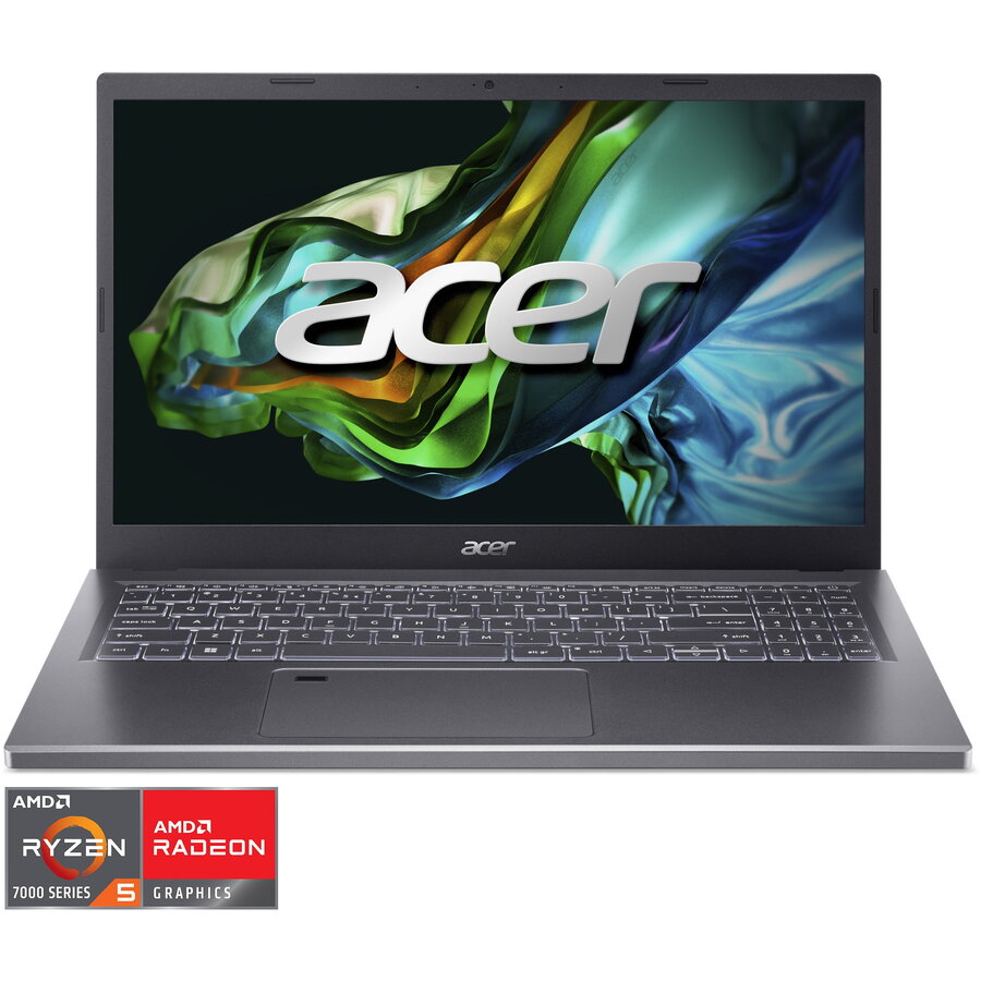 Laptop Acer Aspire 5 A515-48M-R8C6 cu procesor AMD Ryzen™ 5 7530U pana la 4.50 GHz, 15.6, Full HD, IPS, 16GB DDR4, 512GB SSD, AMD Radeon™ Graphics, NO OS, Steel Gray