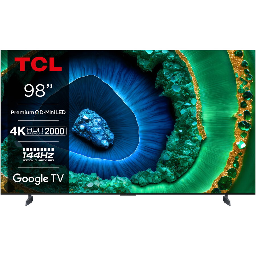 Televizor TCL MiniLed 98C955, 248 cm, Smart Google TV, 4K Ultra HD, 100hz, Clasa F