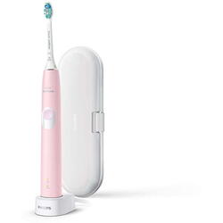 Periuta de dinti sonica electrica Philips Sonicare ProtectiveClean HX6806/03, 62000 miscari/minut, 1 mod de curatare, 2 intensitati, senzor presiune, functie BrushSync, 1 cap de periere, toc de transport, Roz pastel