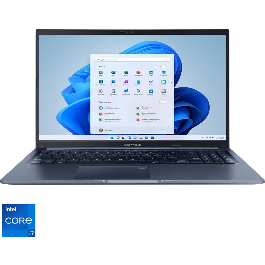Laptop Asus Vivobook 15 X1502za Cu Procesor Intel® Core™ I7-12700h Pana La 4.70 Ghz, 15.6&#039;&#039;, Full Hd, Ips, 16gb, 512gb Ssd, Intel Iris Xe Graphics, Windows 11 Pro, Quiet Blue