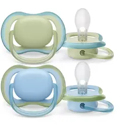 Set 2 suzete Philips-Avent SCF085/21, ultra air pacifier 0-6 luni, Ortodontice, fara BPA, Bej/Albastru
