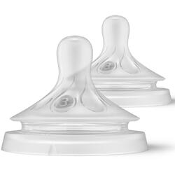 Philips-AVENT Tetina Philips Avent Natural Response SCY963/02, +1 luni, tetina care functioneaza ca sanul mamei, tetina fara scurgeri, debit 3, fara BPA, 2 bucati