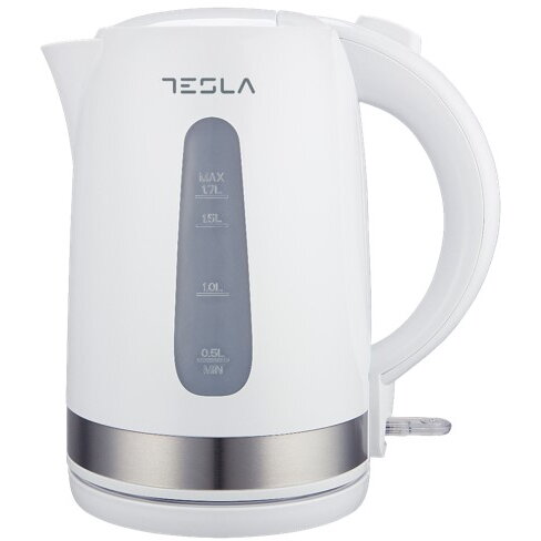 Fierbator electric Tesla KT200WX, 2200W, 1,7 litri, Incalzitor ascuns, Strix Control, Indicator luminos, Alb/Inox