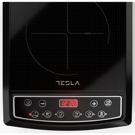 Plita portabila cu inductie Tesla IC200B, 1500W, 25x25cm, 6 niveluri putere, Negru