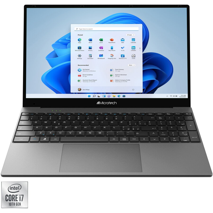 Laptop Microtech CoreBook CB15B/512W2LE cu procesor Intel Core Intel® Core™ i7-1065G7, 15.6, Full HD, 16GB, 512GB SSD, Intel® Iris® Plus Graphics, Windows 11 Pro, Grey