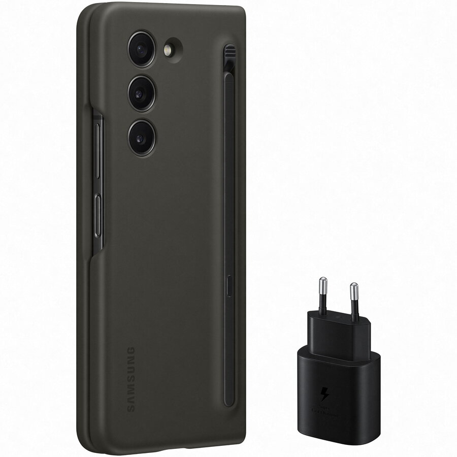 Starter Pack Husa De Protectie Slim S-pen Case Pentru Galaxy Fold5, Black + Incarcator Retea Samsung 25w