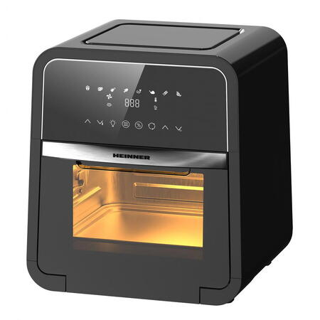 Friteuza cu aer cald Heinner Masterfry HAF-B12BK2000, 2000W, functie cuptor, 12l, temperatura 30-200 grade, 8 programe, 3 nivele de gatire, oprire automata, negru