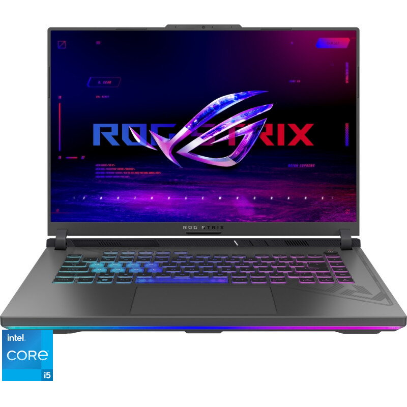 Laptop Gaming 16'' ROG Strix G16 G614JV, FHD+ 165Hz, Procesor Intel® Core™ i5-13450HX (20M Cache, up to 4.60 GHz), 16GB DDR5, 512GB SSD, GeForce RTX 4060 8GB, No OS, Eclipse Gray, 3Yr