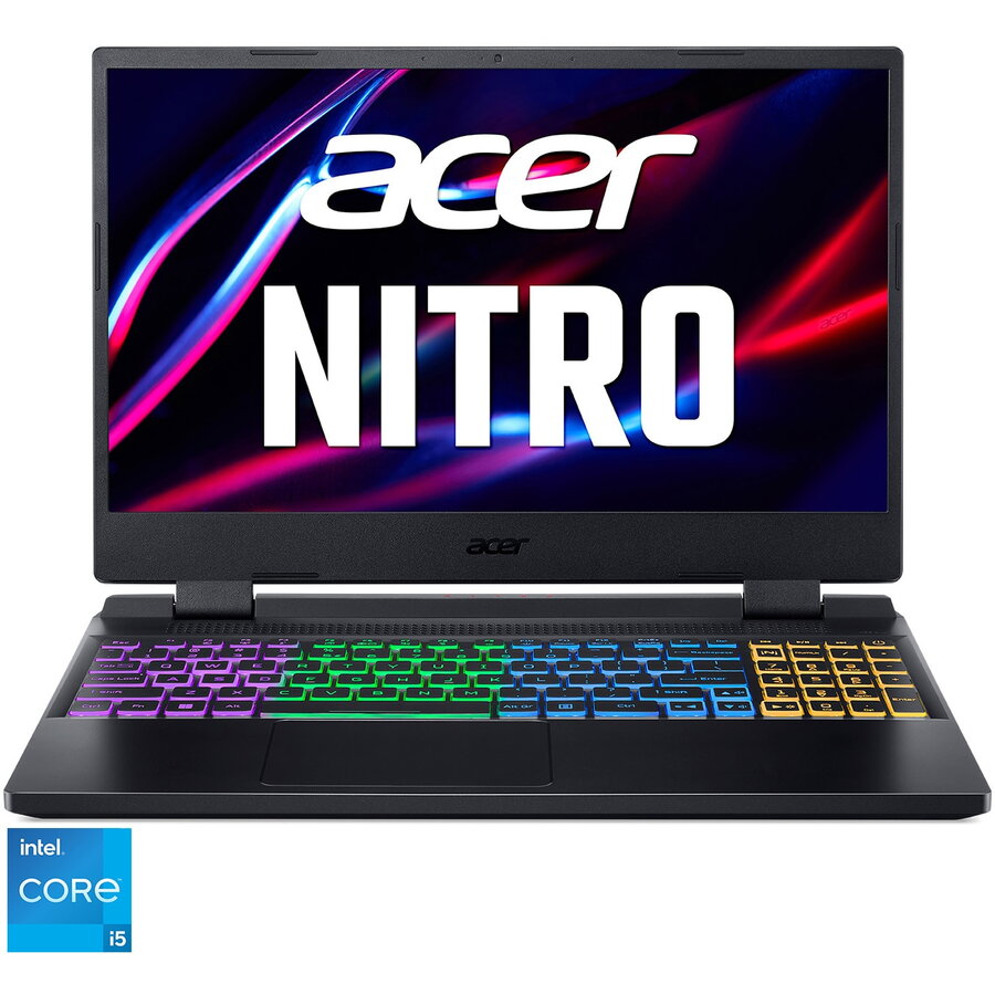 Laptop Gaming Nitro 5 AN515-58 cu procesor Intel® Core™ i5-12450H pana la 4.4 GHz, 15.6, Full HD, IPS, 144Hz, 16GB DDR5, 512GB SSD, NVIDIA® GeForce RTX™ 4060 8GB GDDR6, No OS, Black