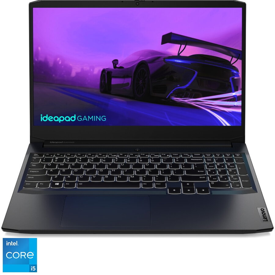 Laptop Gaming IdeaPad Gaming 3 15IHU6 cu procesor Intel® Core™ i5-11320H pana la 4.50 GHz, 15.6 Full HD, IPS, 16GB, 512GB SSD, NVIDIA® GeForce RTX™ 2050 4GB GDDR6, No OS, Shadow Black