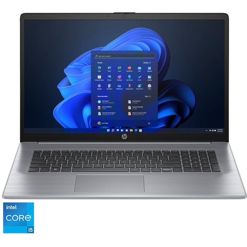 Laptop ProBook 470 G10 cu procesor Intel Core i5-1335U 10-Core (1.3GHz, up to 4.6GHz, 12MB), 17.3 inch FHD, DSC MX550-2GB GDDR6, 16GB DDR4, SSD, 512GB PCle NVMe + 1TB 5400RPM, Windows 11 Pro 64bit, Asteroid Silver