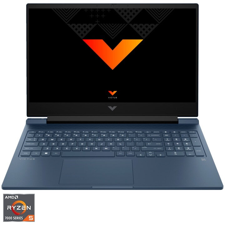 Laptop Gaming Victus 16-s0128nq cu procesor AMD Ryzen™ 5 7640HS pana la 5.0 GHz, 16.1, Full HD, IPS, 144Hz, 16GB DDR5, 1TB SSD, NVIDIA® GeForce RTX™ 4050 6GB GDDR6, Free DOS, Performance Blue