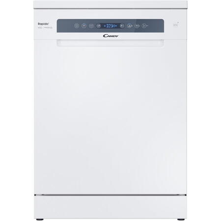 Masina de spalat vase Candy Rapido CF 3C7F0W, 13 seturi, 8 programe, Clasa C, Wi-Fi, Wash & Dry 35', Motor Speed-Drive Inverter, Automatic Open Door, 60cm, Alb