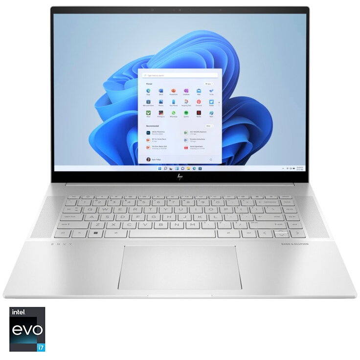 Laptop HP ENVY 16-h1005nq cu procesor Intel® Core™ i7-13700H pana la 5.00 GHz, 16, OLED, 2.8K, Touch, 16GB DDR5, 1TB SSD, Intel® Arc™ A370M 4GB GDDR6, Windows 11 Home, Natural Silver