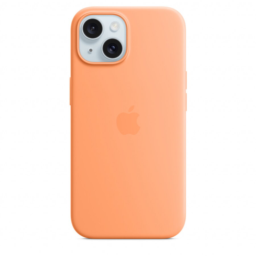 Husa de protectie Silicone Case with MagSafe pentru iPhone 15, Orange Sorbet