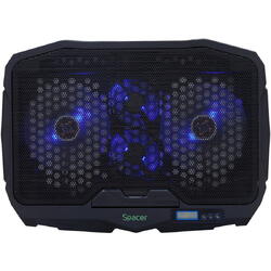 Spacer Stand gaming pentru laptop 17", sita metal, 2xfan 12.5cm, 2xfan 7cm cu led albastru, Negru