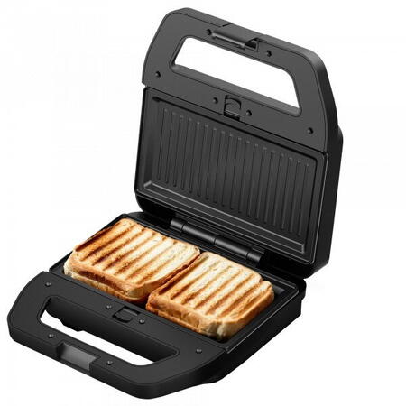 Sandwich maker Samus SDG-800X, 800 W, Placi interschimbabile grill si waffe, Anti-aderente, Inox/Negru