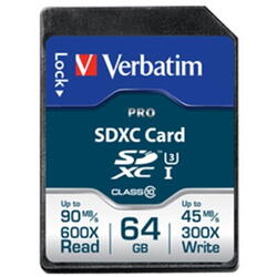 VERBATIM Card de memorie SDHC Pro U3 , 64GBCL10 UHS-I