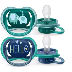 Set 2 suzete Philips-Avent SCF349/18, ultra air 18+ luni, Ortodontice, fara BPA, Hello/Elefant