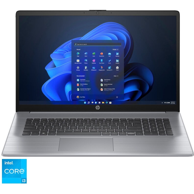 Laptop HP 470 G10 cu procesor Intel® Core™ i3-1315U pana la 4.50 GHz, 17.3”, Full HD, IPS, 8GB DDR4, 256GB SSD, Intel® UHD Graphics, Windows 11 Pro, Asteroid Silver
