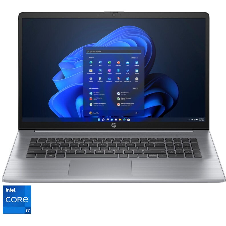 Laptop HP 470 G10 cu procesor Intel® Core™ i7-1355U pana la 5.0 GHz, 17.3”, Full HD, IPS, 16GB DDR4, 512GB SSD, Intel® Iris® Xe Graphics, Windows 11 Pro, Asteroid Silver