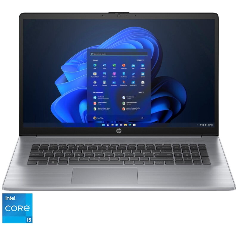 Laptop HP 470 G10 cu procesor Intel® Core™ i5-1355U pana la 4.6 GHz, 17.3, Full HD, IPS, 32GB DDR4, 512GB SSD, Intel® Iris® Xe Graphics, Windows 11 Pro, Asteroid Silver