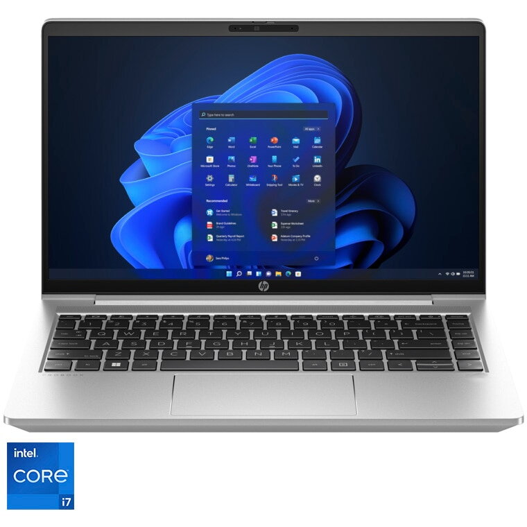 Laptop HP ProBook 440 G10 cu procesor Intel® Core™ i7-1355U pana la 5.0 GHz, 14, HD, 16GB DDR4, 512GB SSD, Intel® UHD Graphics, Windows 11 Pro, Pike Silver