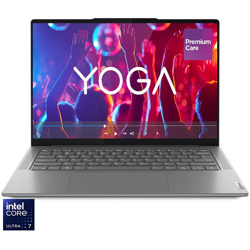 Laptop ultraportabil Lenovo Yoga Pro7 14IMH9 cu procesor Intel® Core™ Ultra 7 155H pana la 4.80 GHz, 14.5, 3K, IPS, 32GB, 1TB SSD, Intel® Arc™ Graphics, No OS, Luna Grey, 3y on-site Premium Care