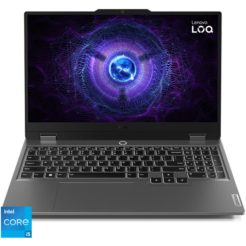 Laptop Gaming Lenovo LOQ 15IRX9 cu procesor Intel® Core™ i5-13450HX pana la 4.6 GHz, 15.6, Full HD, IPS, 16GB, 512GB SSD, NVIDIA® GeForce RTX™ 4060 8GB GDDR6, No OS, Luna Grey