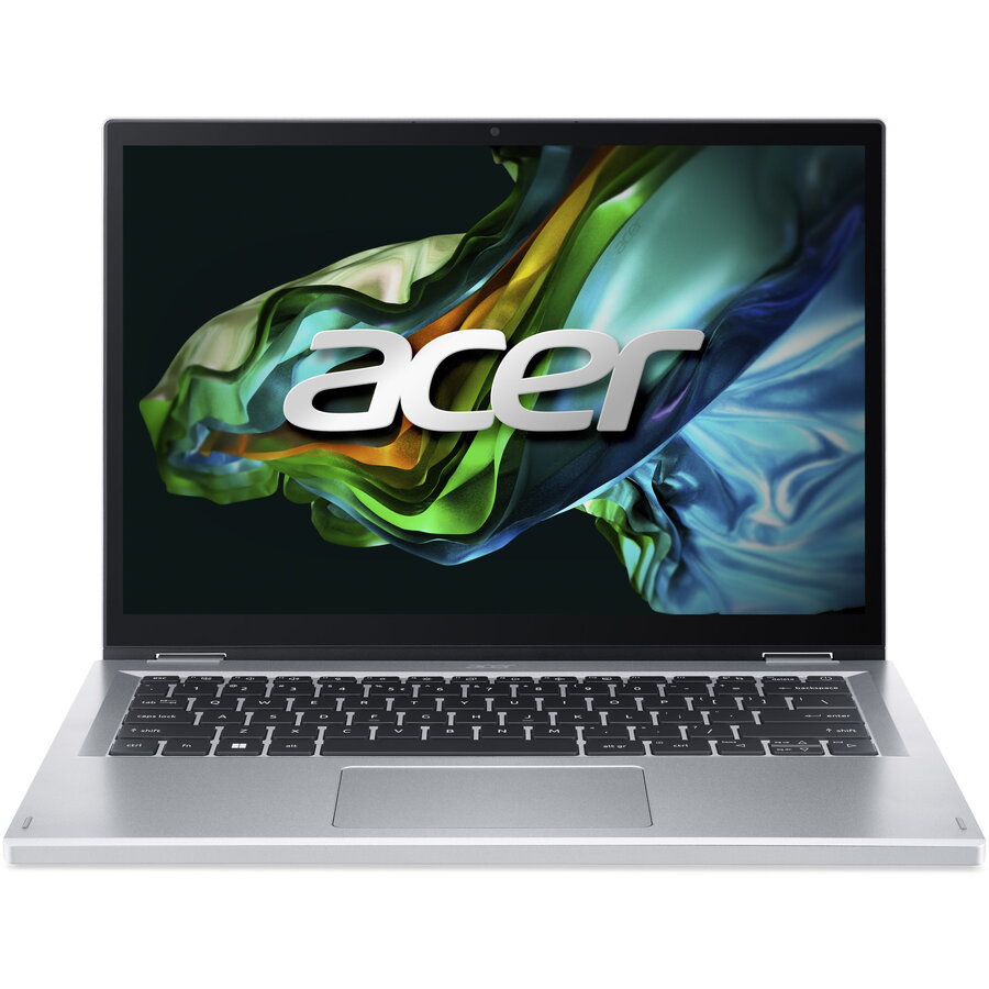 Laptop Acer Aspire 3 Spin A3SP14-31PT cu procesor Intel® Core™ i3-N305 pana la 3.8 GHz, 14, WUXGA, IPS, 8GB DDR5, 512GB SSD, Intel® UHD Graphics, Windows 11 Home, Pure Silver