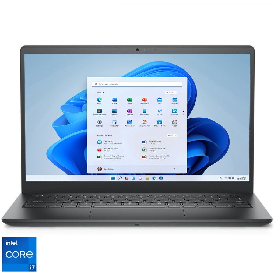 Laptop Dell Vostro 3430 cu procesor Intel® Core™ i7-1355U pana la 5.0 GHz, 14, Full HD, 16GB, 512GB SSD, Intel® Iris® Xe Graphics, Windows 11 Pro, Carbon Black, 3y ProSupport and Next Business Day Onsite Service