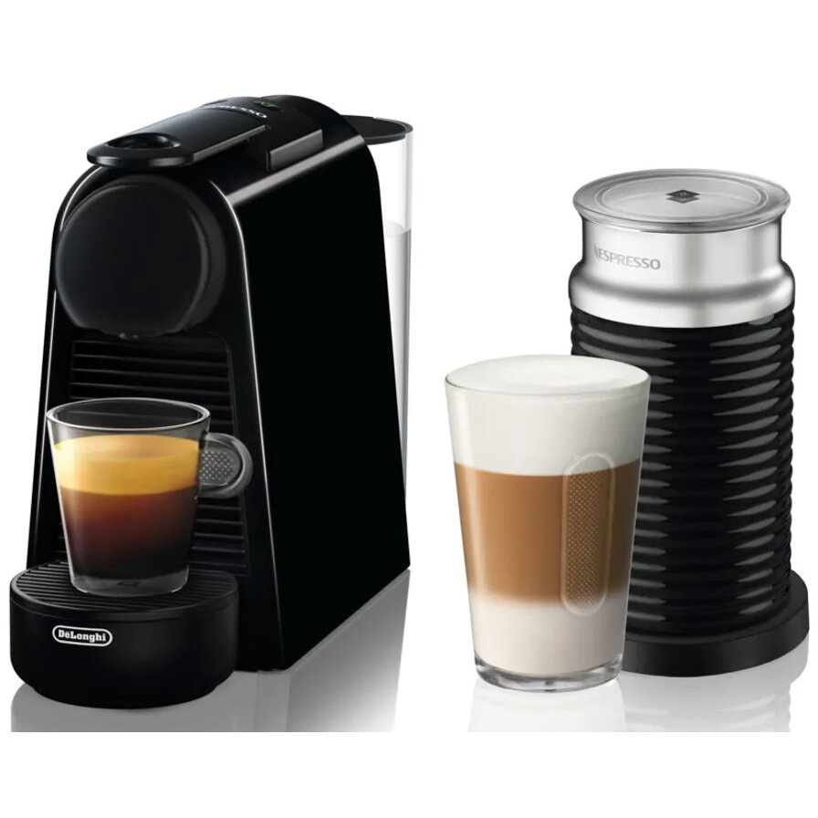 Pachet Espressor Nespresso De'Longhi Essenza Mini EN85.BAE, 1450W, 19 Bar, + Aparat pentru spumare lapte Aeroccino 3 Negru, 0.6L, Negru + set capsule degustare