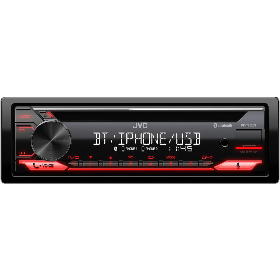 Radio CD auto JVC KD-T812BT, 4x50W, Amazon Alexa, Bluetooth, USB, Spotify