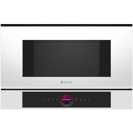 Cuptor cu microunde incorporabil Bosch BFL7221W1, 21 l, 900 W, Autocuratare hidrolitica, 20 functii , Alb
