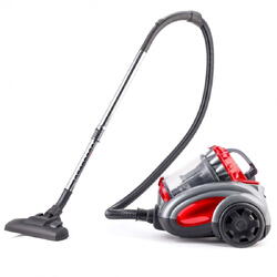 Aspirator fara sac Daewoo RCC-250R-2, 27.9 kWh/an, putere 800 W, recipient colectare praf 2.5 litri, filtru HEPA perie standard + 2 perii mici, Rosu/Negru