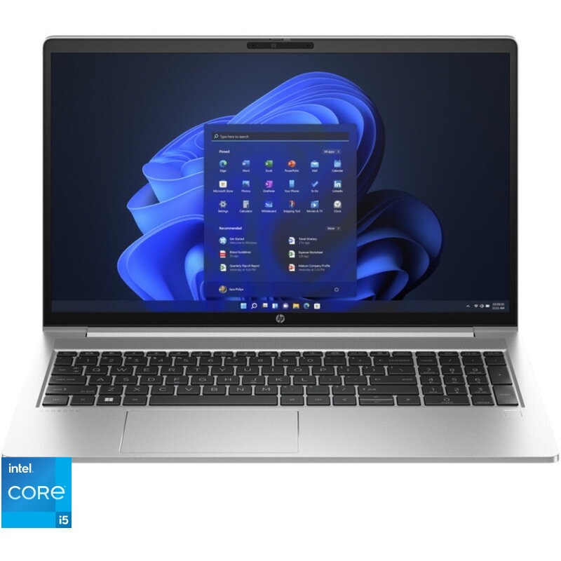 Laptop HP ProBook 450 G10 cu procesor Intel® Core™ i5-1335U pana la 4.6 GHz, 15.6, Full HD, IPS, Touch, 16GB DDR4, 1TB SSD, Intel® UHD Graphics, Windows 11 Pro, Pike Silver