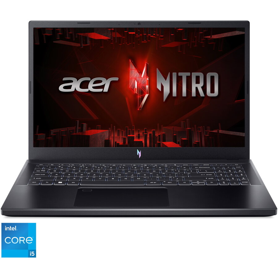 Laptop Gaming Acer Nitro V 15 ANV15-51-56P5 cu procesor Intel® Core® i5-13420H pana la 4.6 GHz, 15.6, Full HD, IPS, 144Hz, 16GB DDR5, 512GB SSD, NVIDIA® GeForce RTX™ 3050 6GB GDDR6, No OS, Obsidian Black