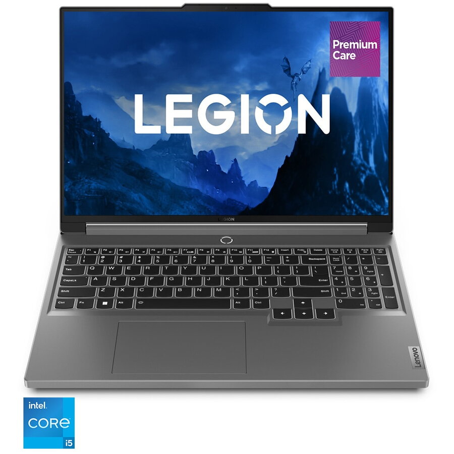 Laptop Gaming Lenovo Legion 5 16IRX9 cu procesor Intel® Core™ i5-13450HX pana la 4.6 GHz, 16, WQXGA, 16GB, 512GB SSD, NVIDIA GeForce RTX 4060 8GB GDDR6, No OS, Luna Grey