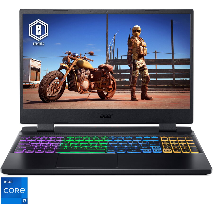 Laptop Gaming Acer Nitro 5 AN515-58-705G cu procesor Intel® Core™ i7-12650H pana la 4.7 GHz, 15.6, Full HD, IPS, 144Hz, 16GB DDR4, 512GB SSD, NVIDIA® GeForce RTX™ 3050, 4 GB GDDR6, No OS, Obsidian Black