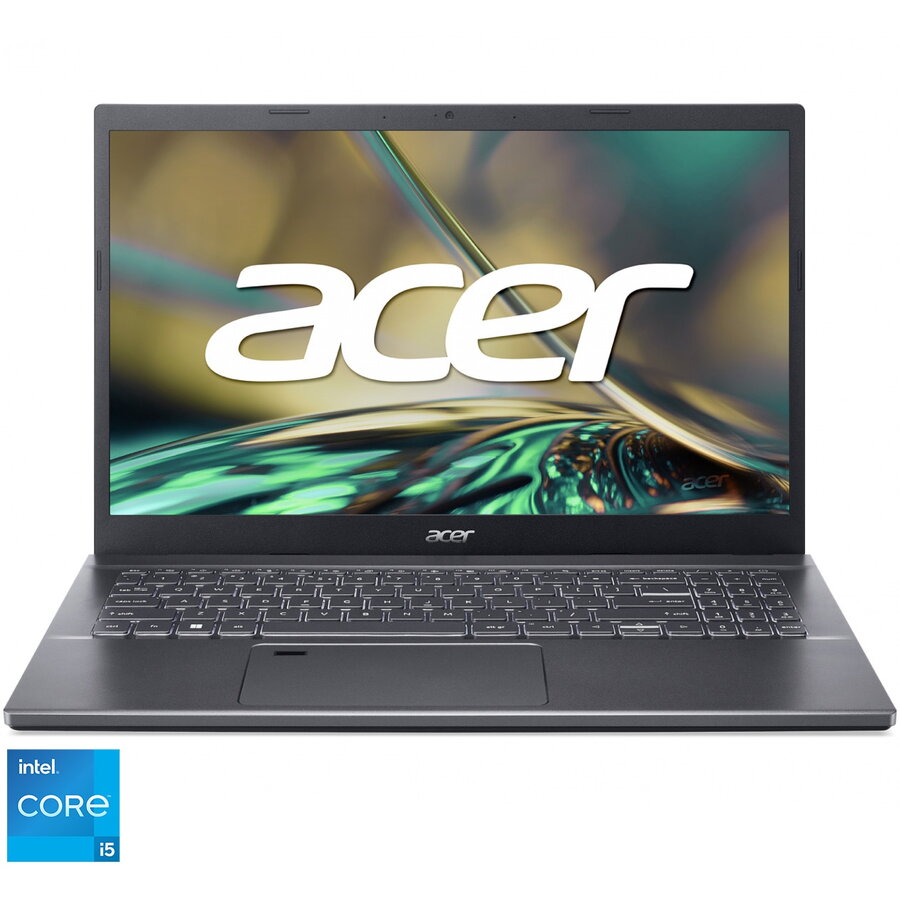 Laptop Acer Aspire 5 A515-57-58S5 cu procesor Intel® Core™ i5-12450H, pana la 4.4 GHz, 15.6, Full HD, IPS, 16GB DDR4, 1 TB SSD, Intel® UHD Graphics, No OS, Steel Gray