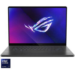 Laptop Gaming ASUS ROG Zephyrus G16 GU605MI cu procesor Intel® Core™ Ultra 7 155H pana la 4.8 GHz, 16", QHD+, OLED, 240Hz, 32GB DDR5, 1TB SSD, NVIDIA® GeForce RTX™ 4070 8GB GDDR6, No OS, Eclipse Gray